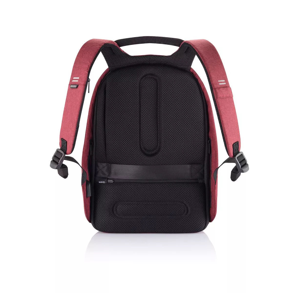 XD Design Bobby Hero Regular Anti Theft Waterproof Travel Laptop Backpack with Integrated USB Charging Port and Sunglasses Holder, Red