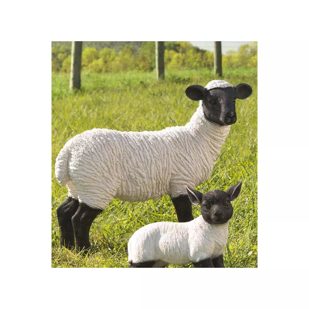 Standing Lamb Suffolk Sheep Resin Garden Statue
