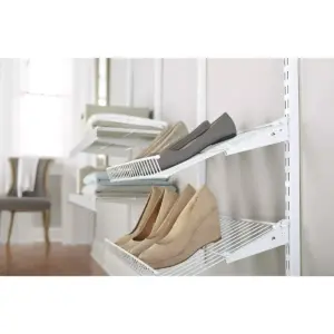 Rubbermaid FastTrack Closet Durable Steel Custom Wire Shoe Organizing Added Storage Shelf Closet Accessory Kit, White (2 Pack)
