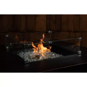 Tempered Glass Wind Guard for Square LPG Fire Pit - Fire Sense
