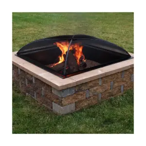 Sunnydaze Outdoor Heavy-Duty Steel Mesh Square Camp Fire Pit Spark Screen Lid with Grabber Ring Top - 36