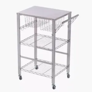 Tanfin Metal Serving Cart Chrome - Aiden Lane