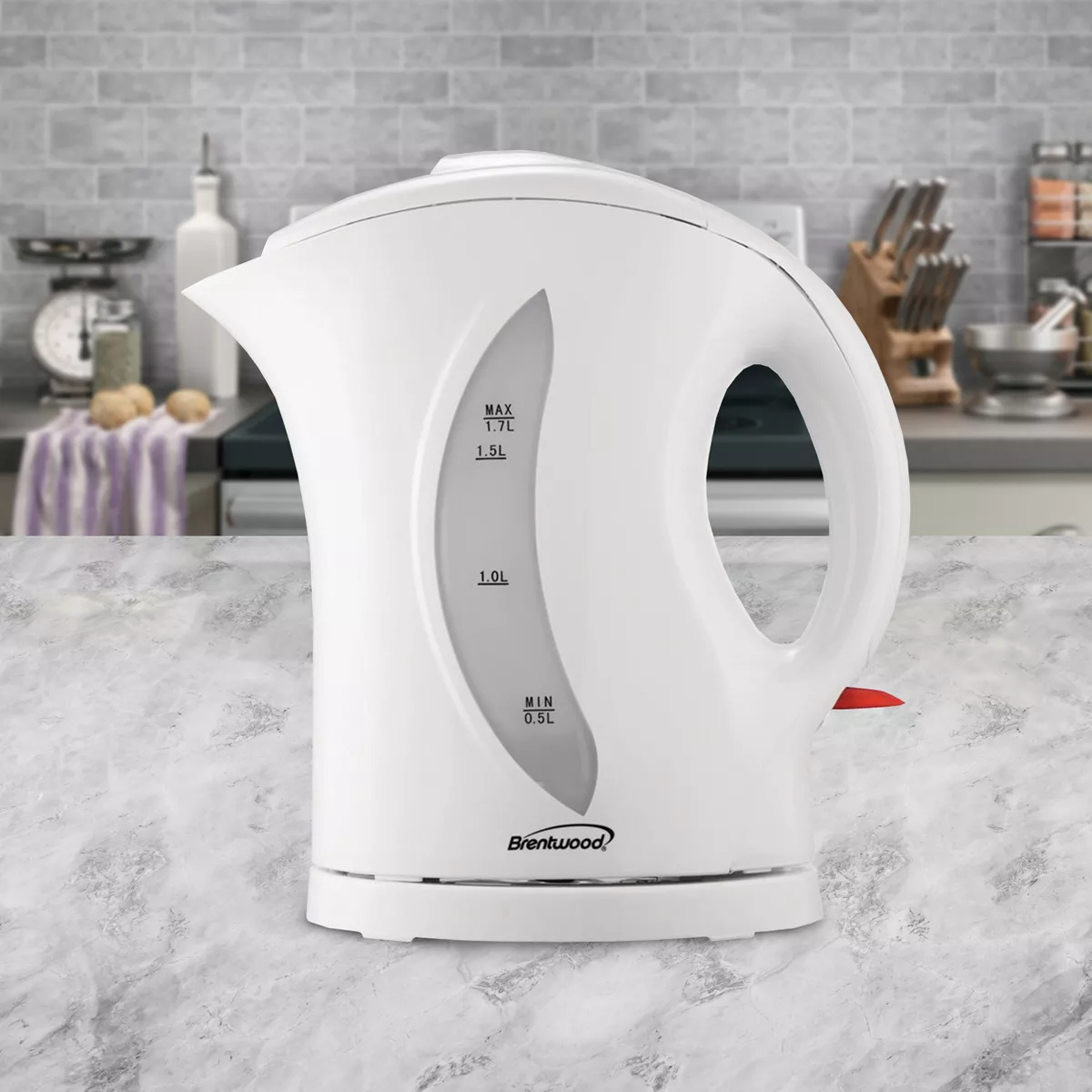 Brentwood 1.7 Liter Cordless Plastic Tea Kettle White