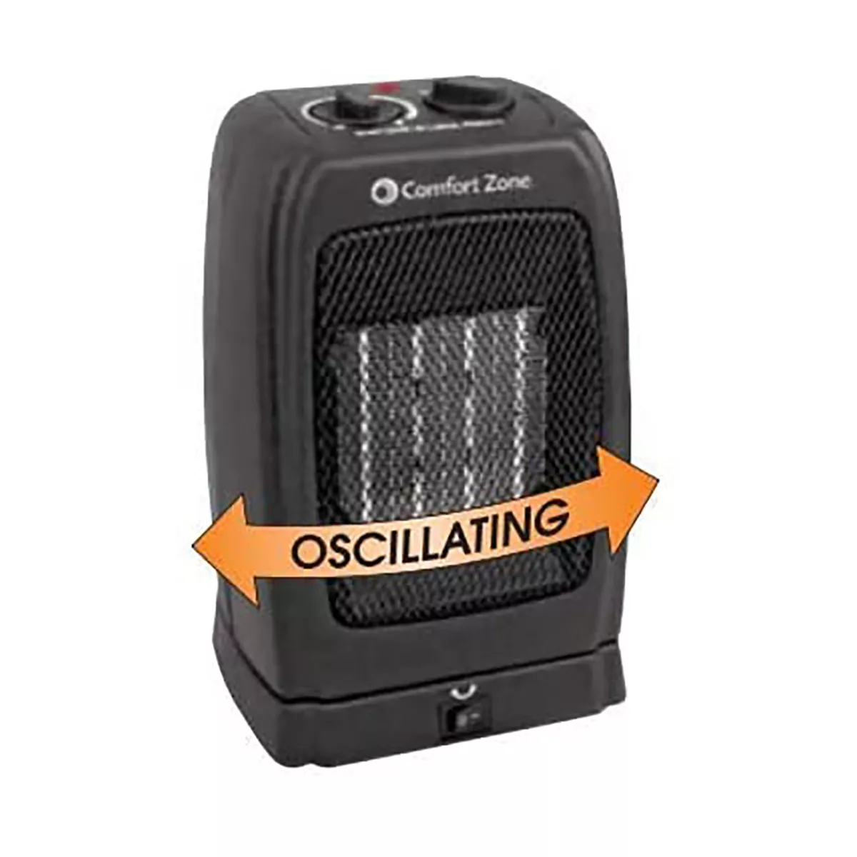 Comfort Zone CZ448 Portable Electric Ceramic 70 Degree Rotating Oscillation Fan Forced Indoor Home Personal Space Heater, Black