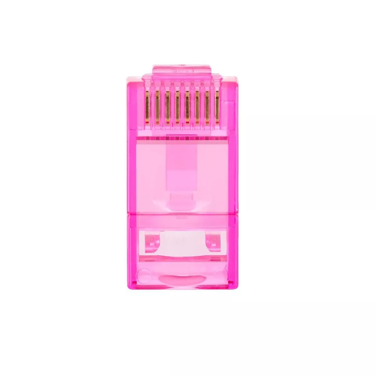 Monoprice 8P8C RJ45 Plug With Inserts For Solid Cat6 Ethernet Cable - Pink (100 pcs/pack) Gold Plated Contacts