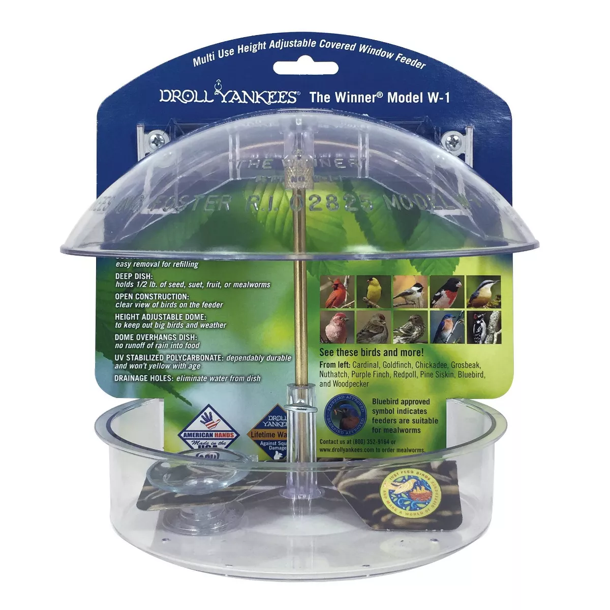 Droll Yankees Classic Winner Window Bird Feeder - White