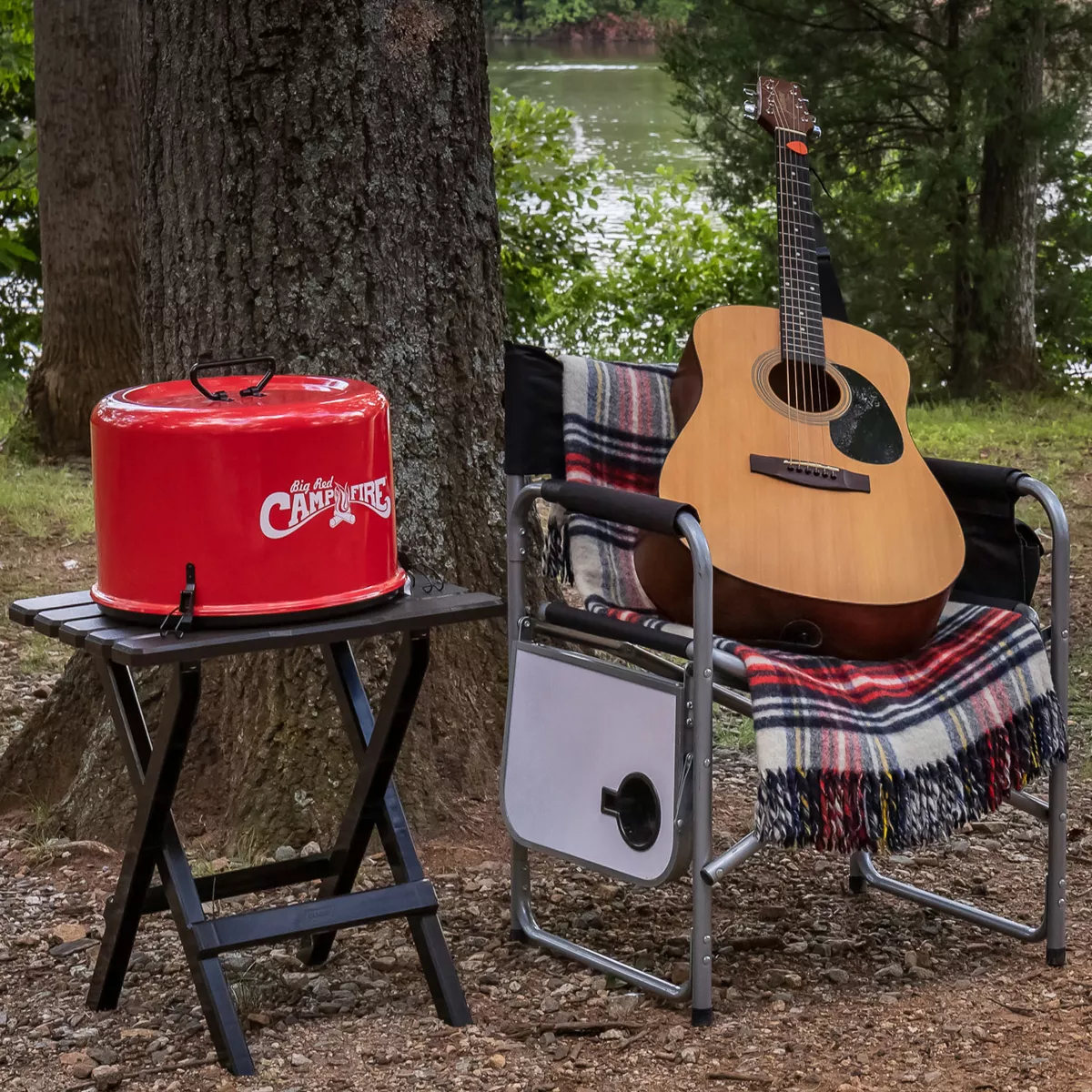 Camco 58035 Big Red Campfire Compact Outdoor Portable Tabletop Propane Heater Fire Pit Bowl for Camping, Tailgating, and Patios, 13.25 Inch