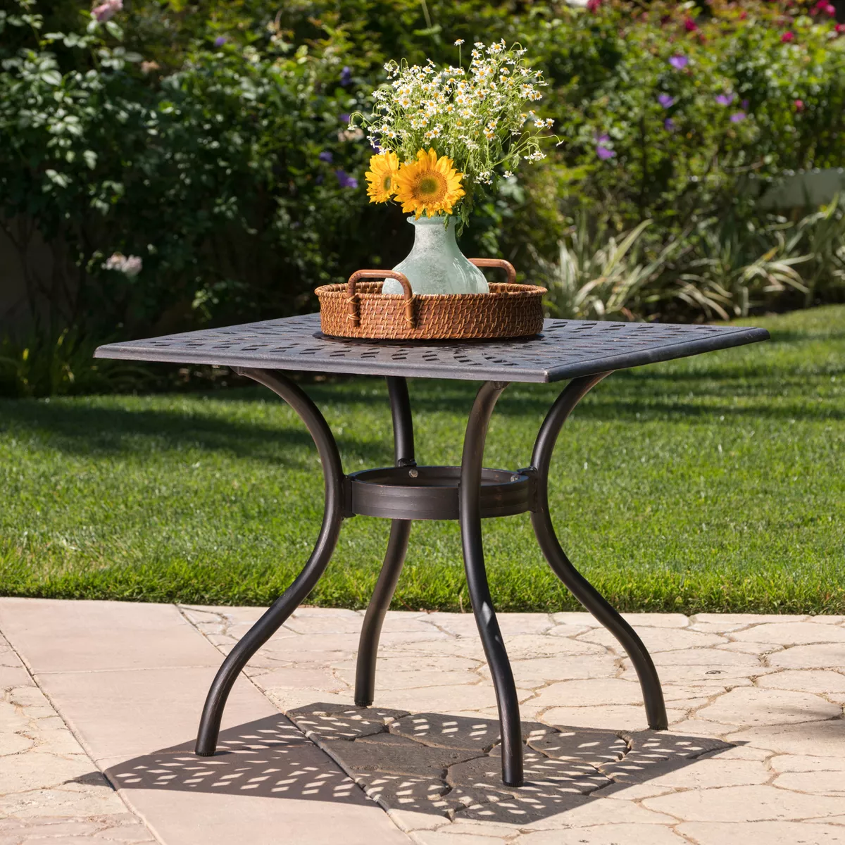 Austin Square Cast Aluminum Dining Table - Shiny Copper - Christopher Knight Home