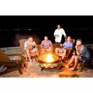 Oil Rubbed Bronze Outdoor Wood Burning Firebowl with Geometric Design - Endless Summer