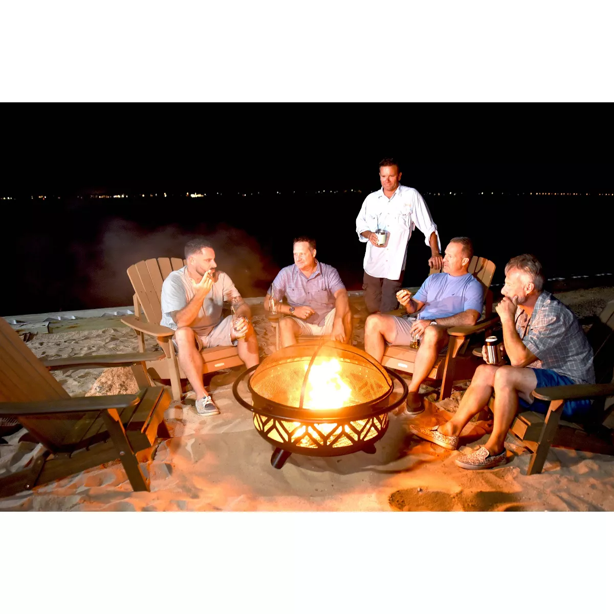Oil Rubbed Bronze Outdoor Wood Burning Firebowl with Geometric Design - Endless Summer