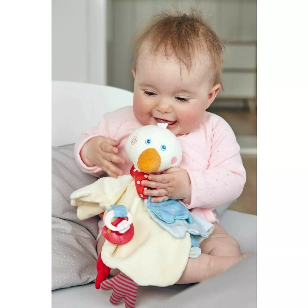 HABA Gallivanting Goose/Chick Cuddly - Soft Machine Washable Lovey with Pacifier Clip