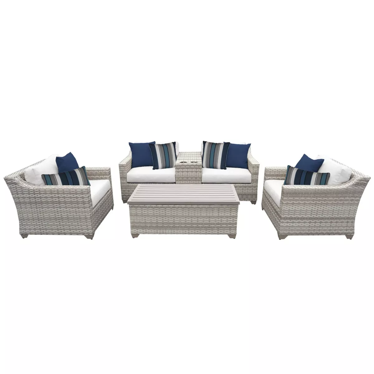 Fairmont 6pc Patio Seating Set with Cushions - White - TK Classics