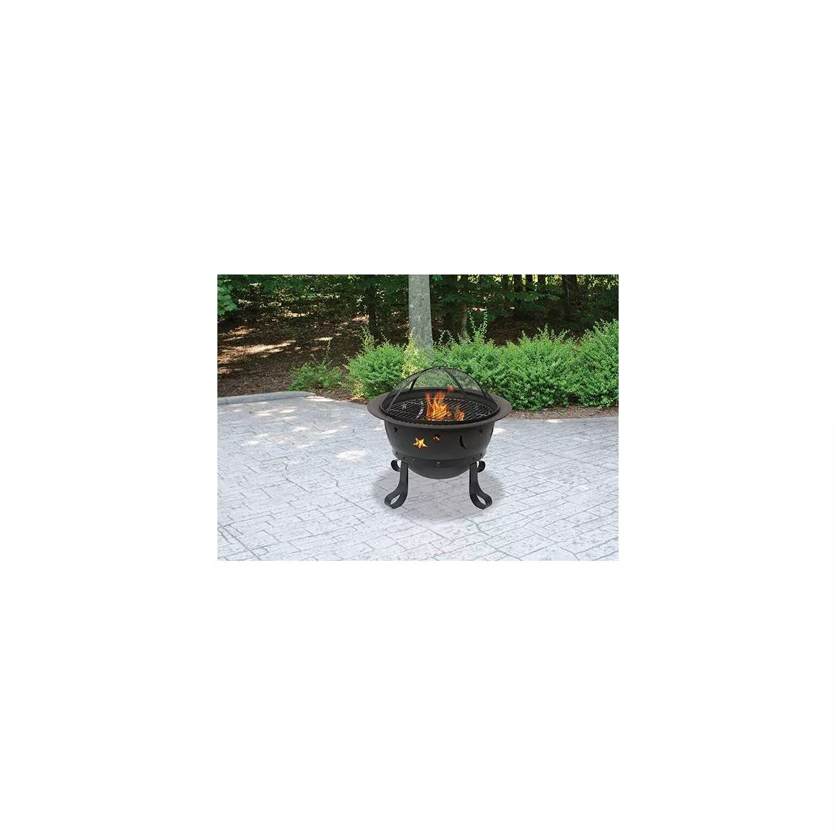 Oil Rubbed Bronze Outdoor Wood Burning Firebowl with Stars & Moon - Endless Summer