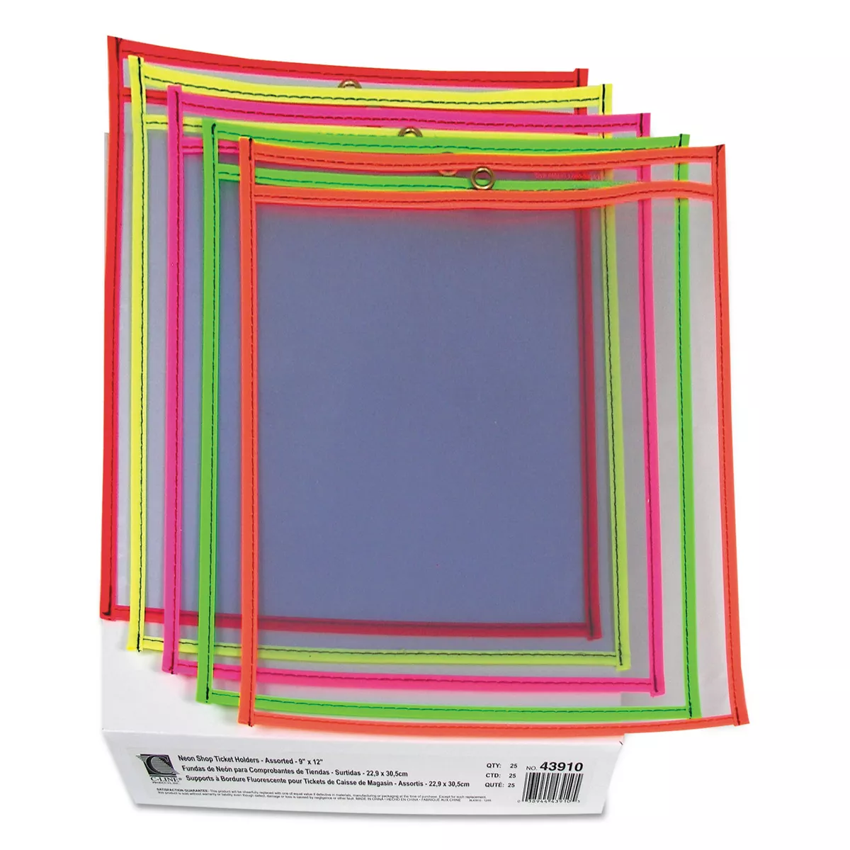 C-Line Stitched Shop Ticket Holder Neon Assorted 5 Colors 75