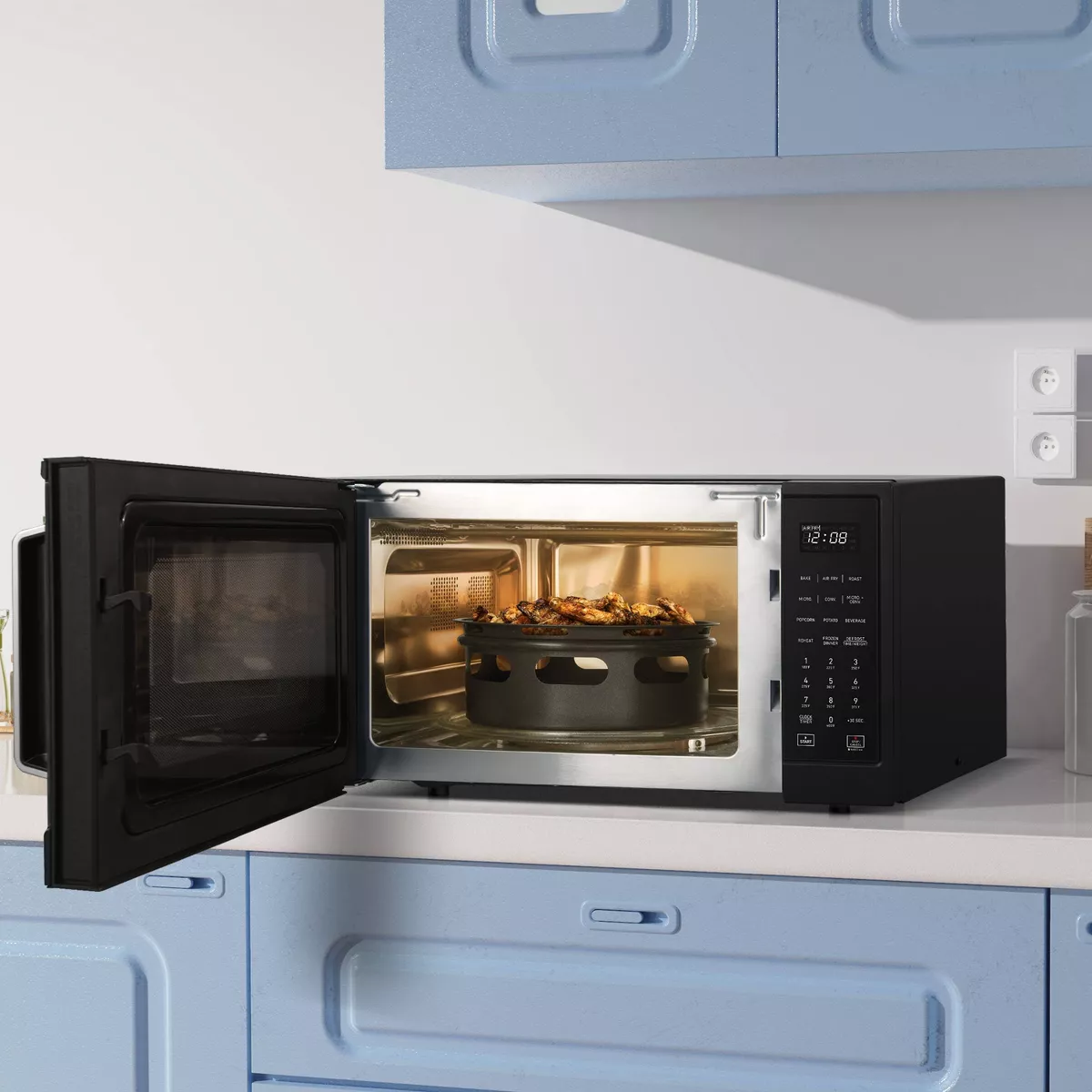 Calphalon 1.3 cu ft 1000W Air Fry Microwave Oven - Matte Black
