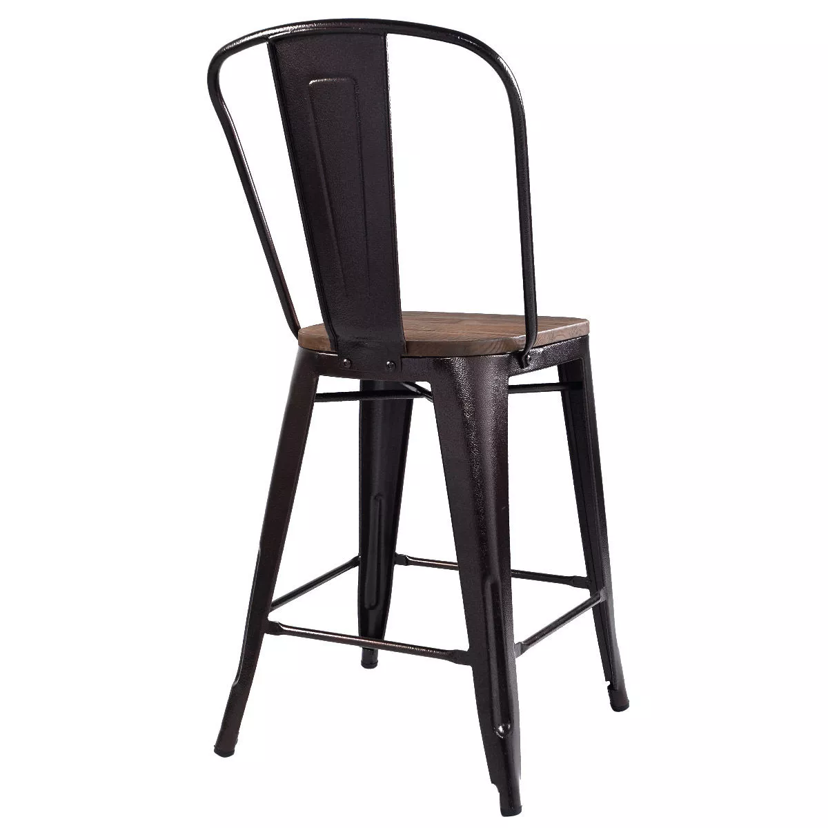 Costway Copper Set of 2 Metal Wood Bar Stool Style Kitchen Dining Chairs 29.5