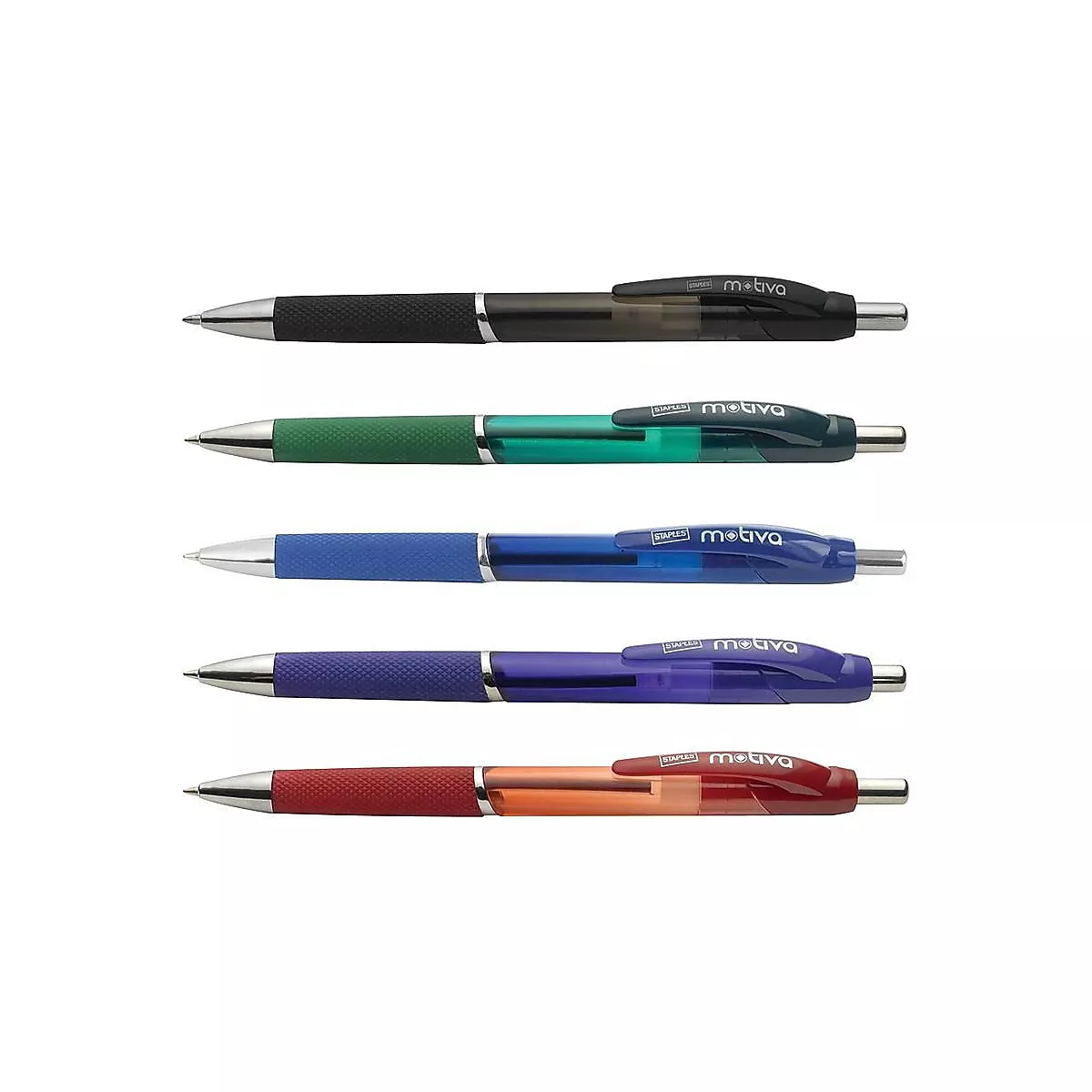 Staples Motiva Advanced Ink Retractable Ballpoint Pens Fine Assorted 5/PK 21520