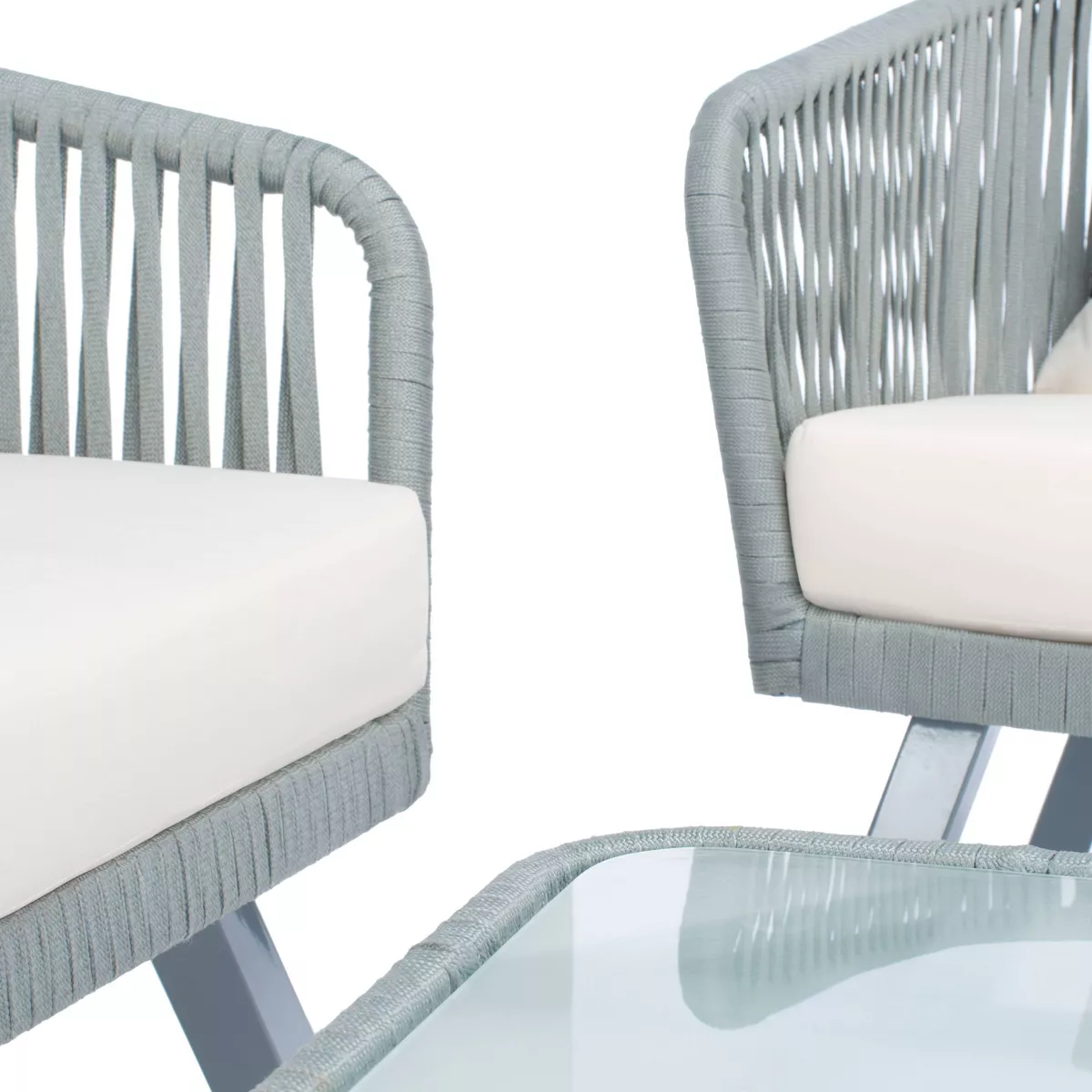 Jorda 4pc Rope Living Set - Gray/Beige - Safavieh