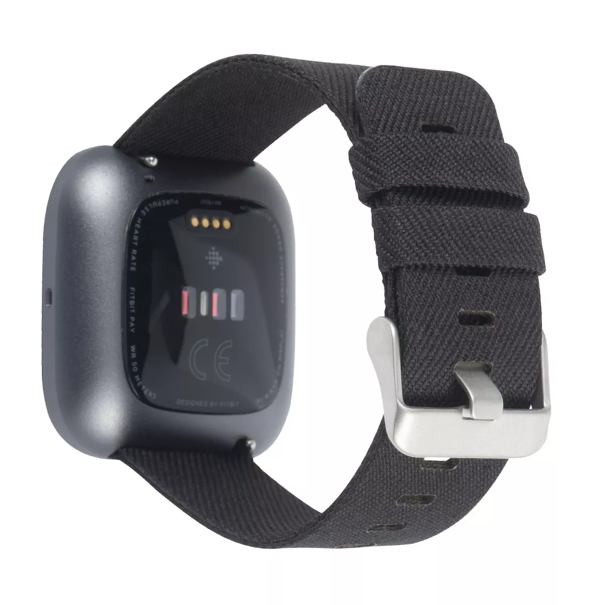 Insten Canvas Woven Fabric Band for Fitbit Versa 2 / 1 / Lite / SE, Replacement Strap, Black