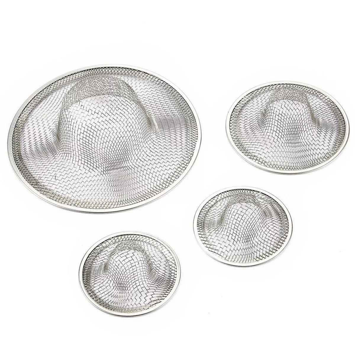 Juvale 4 Pack Sink Drain Mesh Strainer, Hair Catcher Filter for Kitchen, Bathroom (3 Sizes)