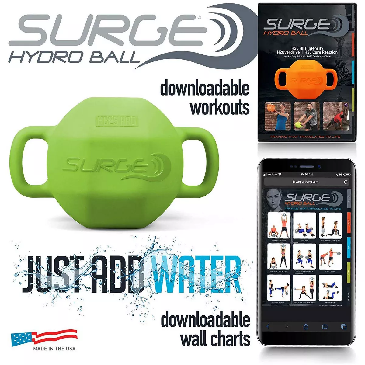 Surge Balance Enhancing Endurance Training Hydro Ball 25 Pro, Light Green