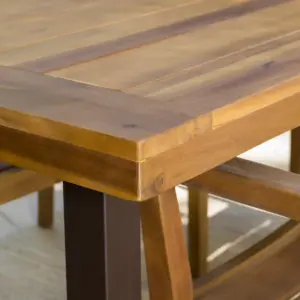 Della Rectangle Acacia Wood Dining Table - Teak Finish - Christopher Knight Home