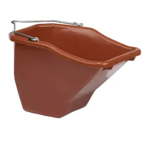 Little Giant 20 Quart Durable Plastic Flat Back Livestock Feed Bucket with Animal Accommodating Angular Design, Red (4 Pack)