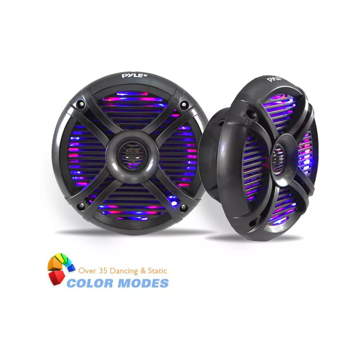 Pyle PLMRX68LEB 6.5 Inch 250 Watt Boat LED Speakers Pair (Certified Refurbished)
