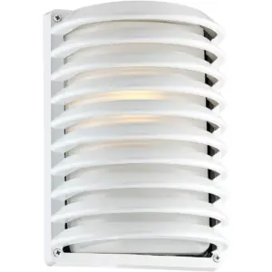 John Timberland Modern Outdoor Wall Light Fixture Sleek White Banded Grid 10