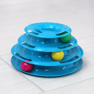 Quirky Kitty Three Layer Ball Track Cat Toy - Blue