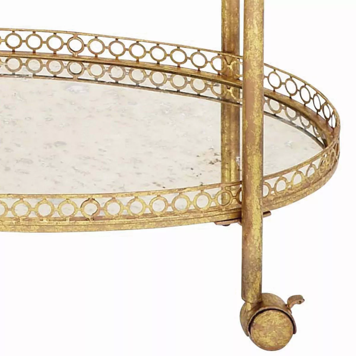 Oval Mirror Rolling Bar Cart Gold - Olivia & May