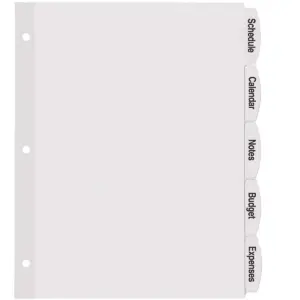 Avery Easy Peel White Label Tab Dividers 5-Tab 6/PK White 14432