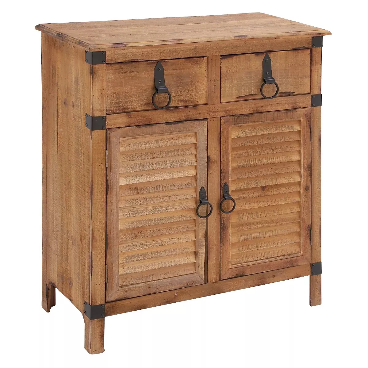 Wood Louvered Door Cabinet Buffet Brown/Black - Olivia & May