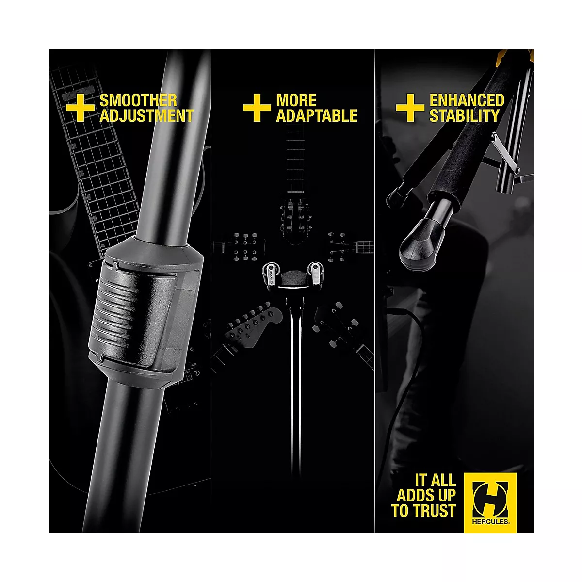 Hercules GS415BPLUS Universal Auto Grip Guitar Stand with Foldable Yoke