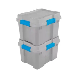 Sterilite 20gal Gasket Tote Gray with Blue Latches