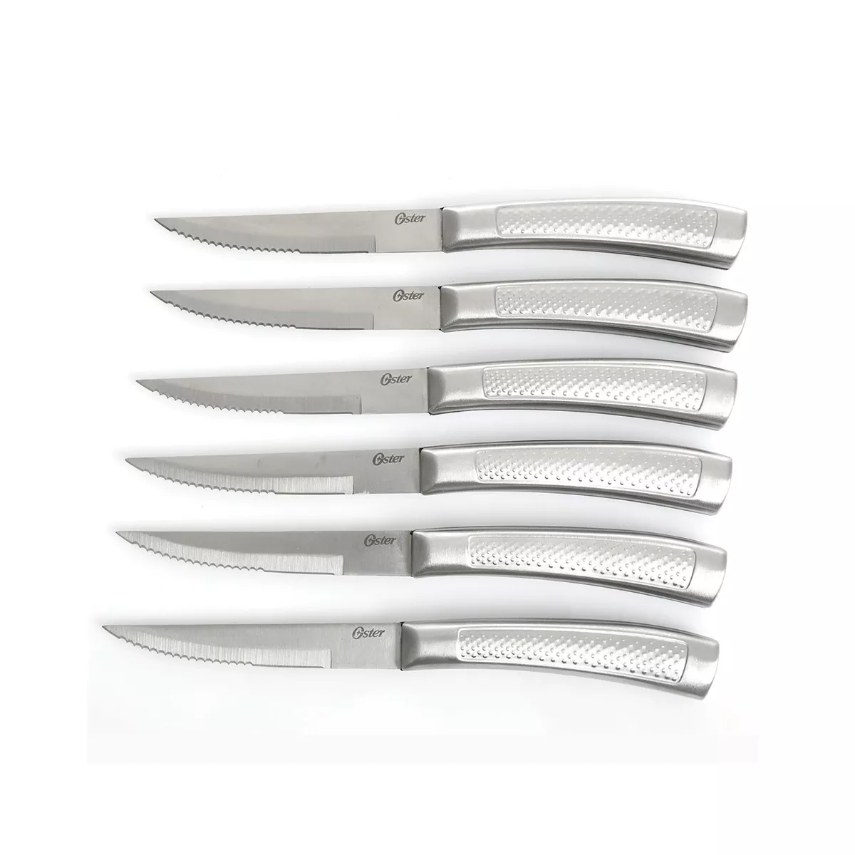Oster Wellisford Stainless Steel Kitchen Cutlery Set with Black Wood Block Holder and Knife Sharpener for Home Chef Cooking Cutting, 14 Piece (Silver)