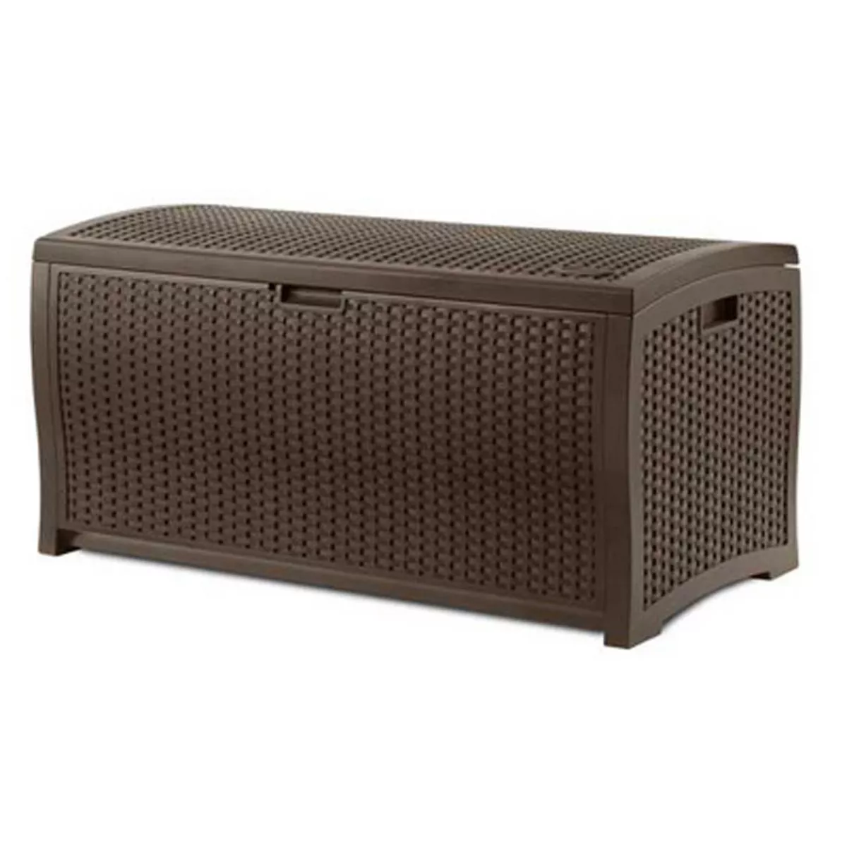 Suncast DBW7300 73 Gallon Resin Wicker Outdoor Patio Storage Deck Box, Mocha