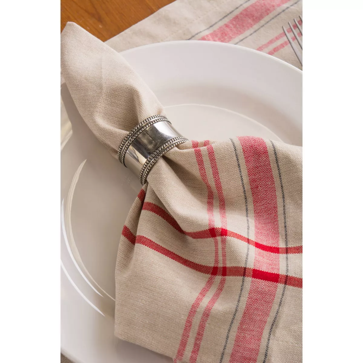 Stripe Red Tablecloth - Design Imports