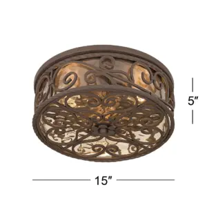John Timberland Rustic Farmhouse Outdoor Ceiling Light Fixture Dark Walnut 15