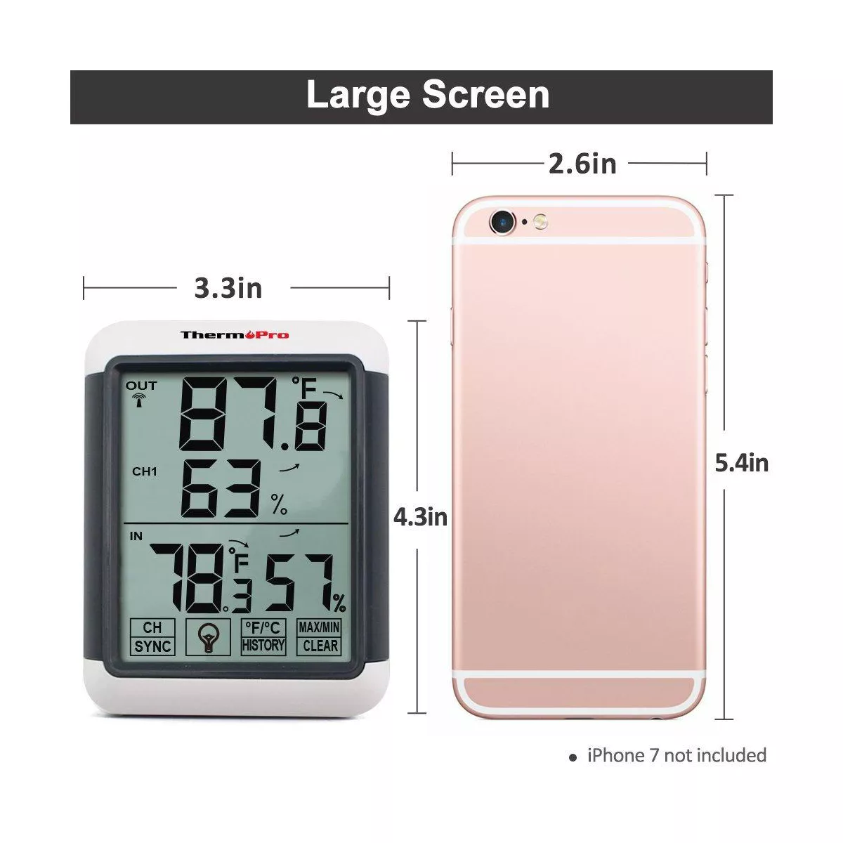 ThermoPro TP65 Indoor Outdoor Temperature and Humidity Monitor