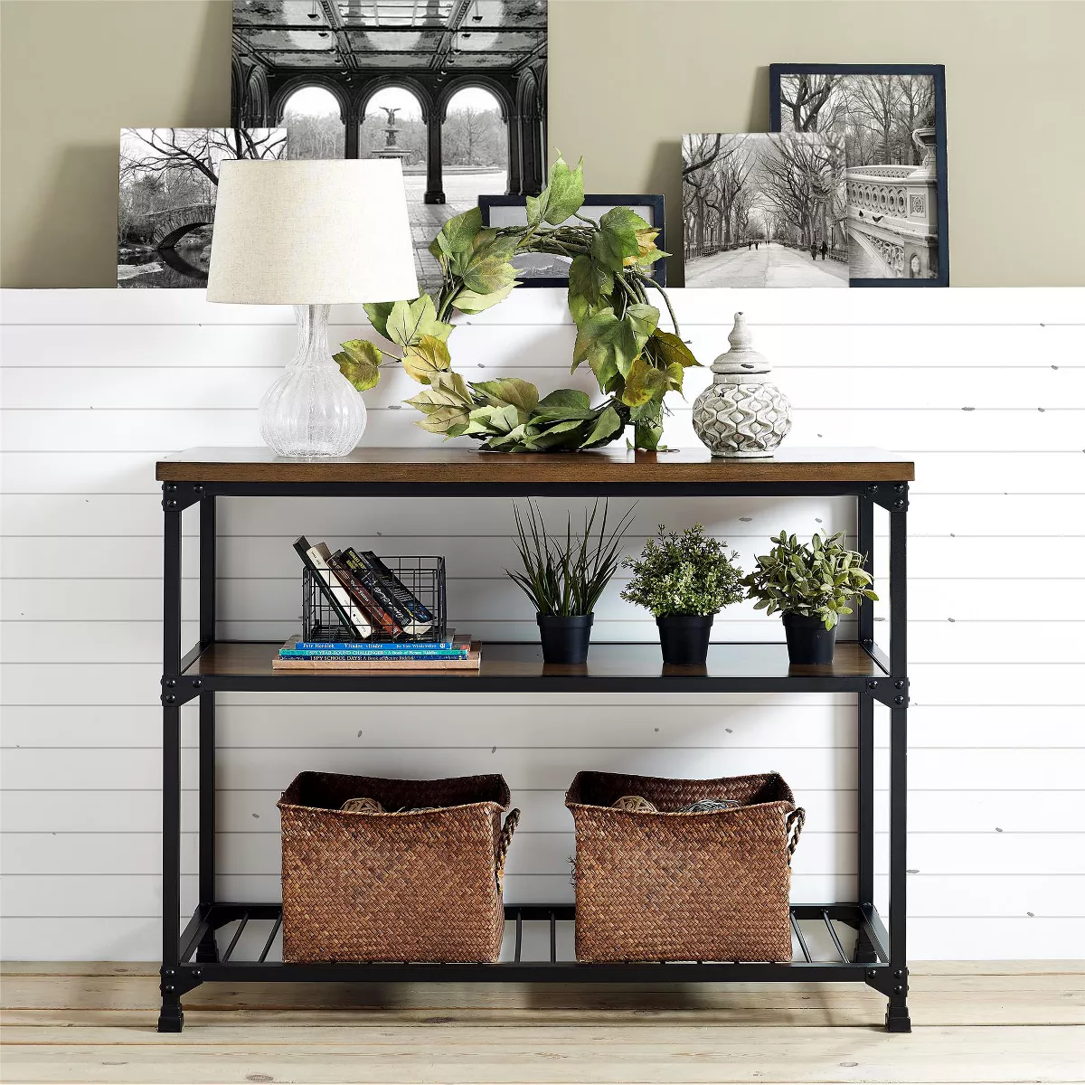 Glenda Multifunction Island Rustic Antique Oak/Black - Dorel Living