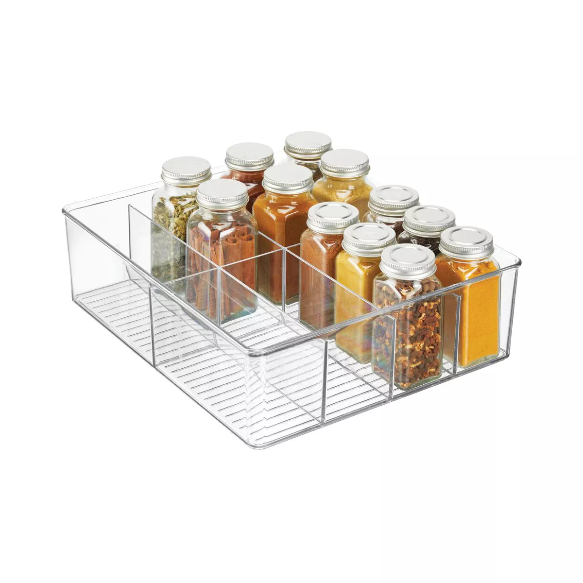 mDesign Plastic Kitchen Food Storage Organizer Bin Caddy, 8 Sections - Clear