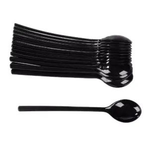150 Mini BPA-Free Plastic Black Tasting Spoons for Ice Cream Dessert, 4
