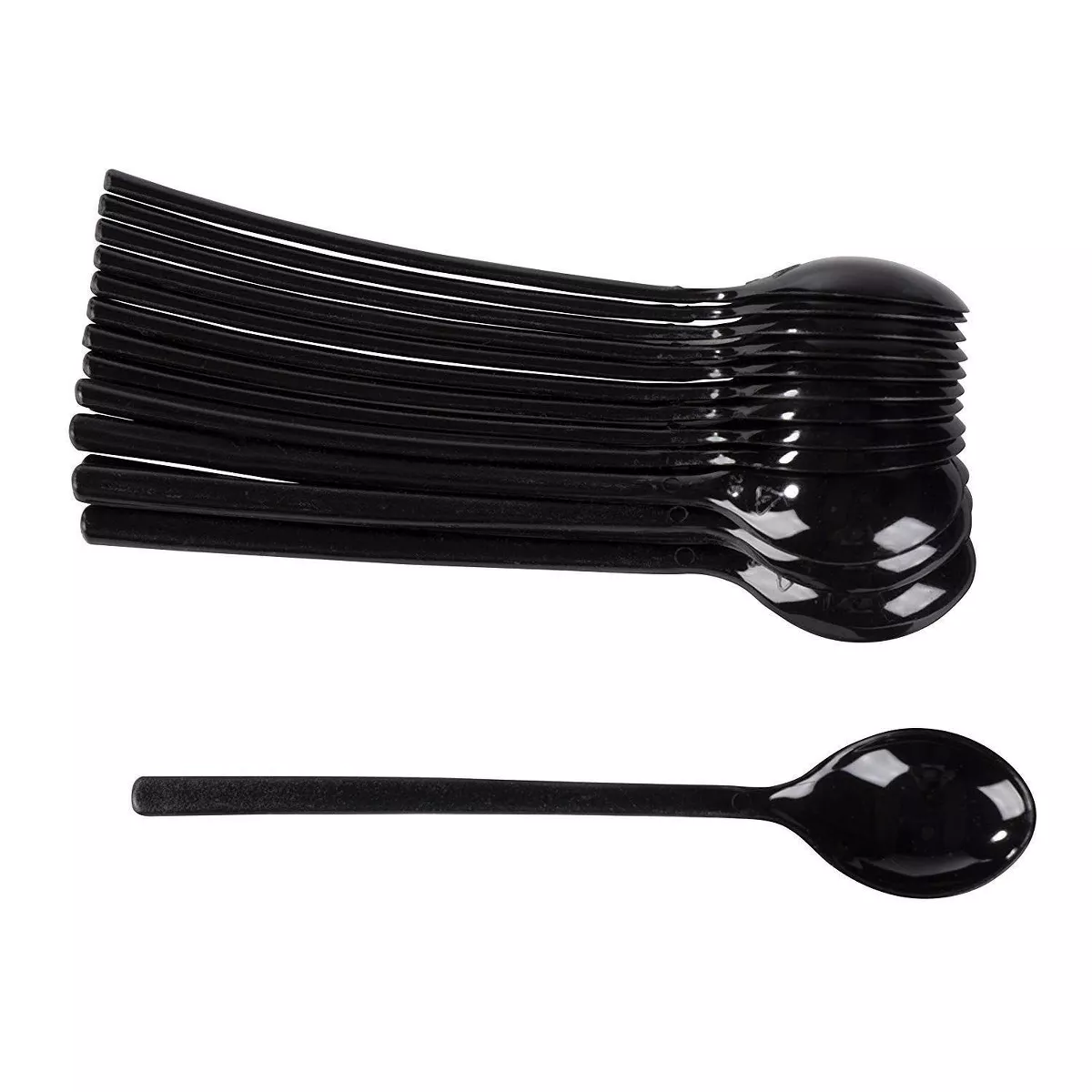 150 Mini BPA-Free Plastic Black Tasting Spoons for Ice Cream Dessert, 4"x0.7"