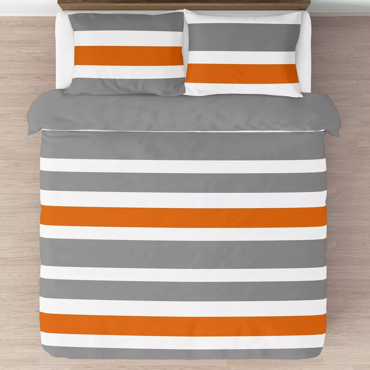Gray & Orange Stripe Comforter Set (Full/Queen) - Sweet Jojo Designs