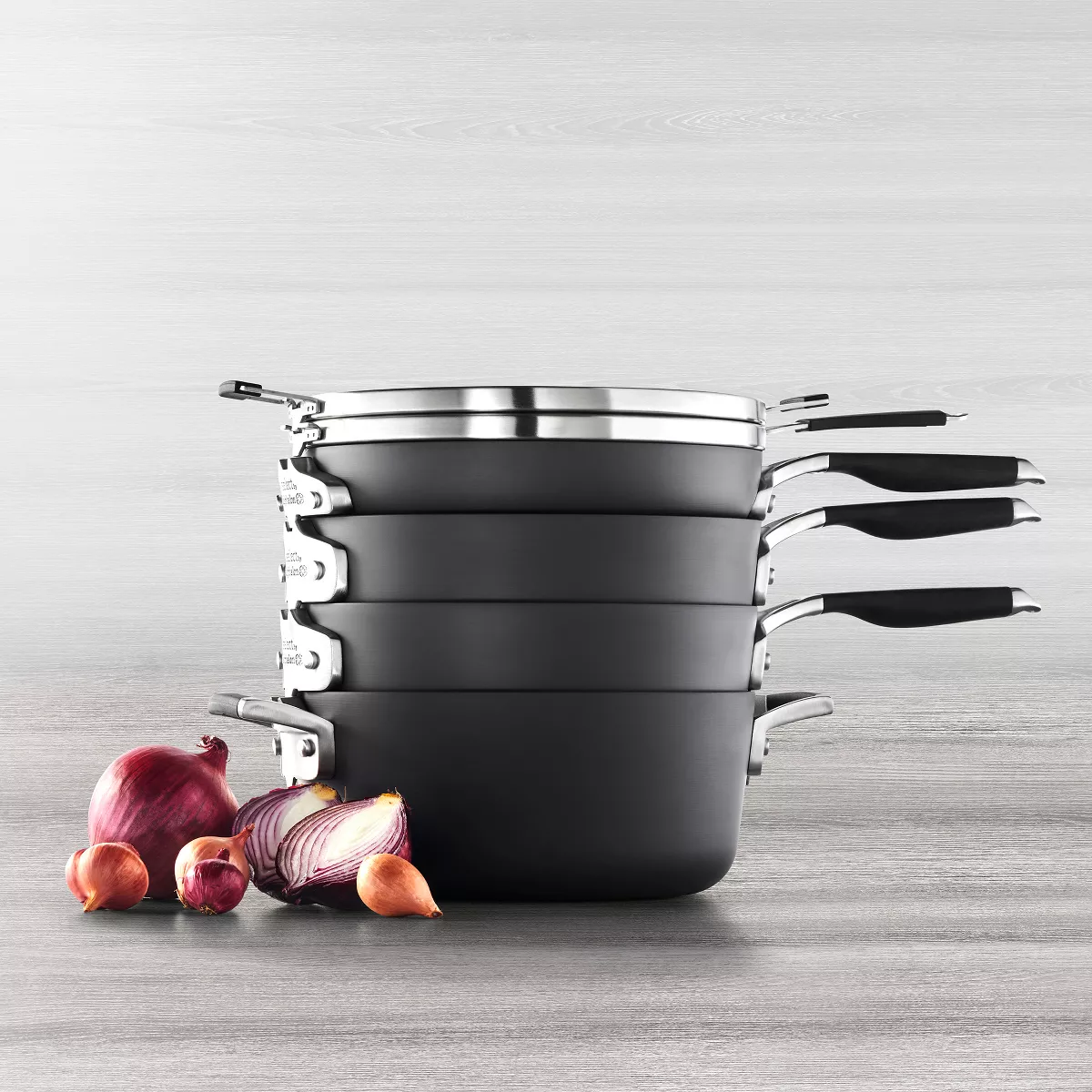 Calphalon Select 9pc Space Saving Hard-Anodized Nonstick Cookware Set