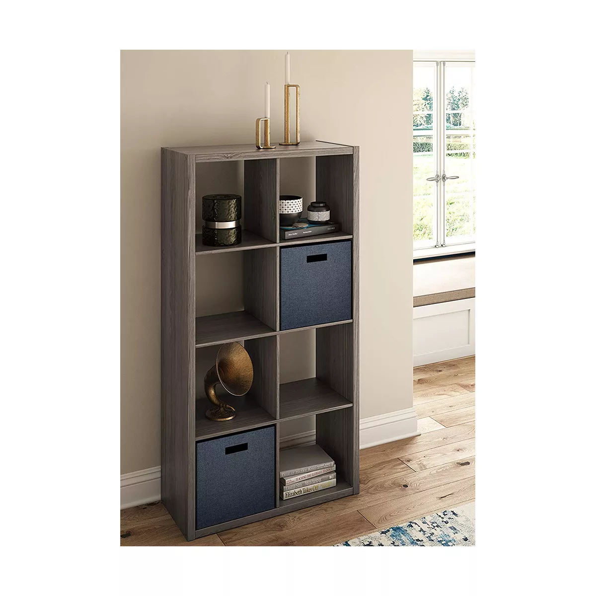 ClosetMaid 458500 Heavy Duty Decorative Bookcase Open Back 8-Cube Storage Organizer in Graphite Gray for Home, Closet, Office, or Toys
