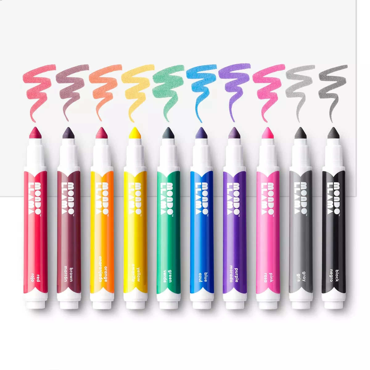 10ct Washable Markers Broad Tip Classic Colors - Mondo Llama™