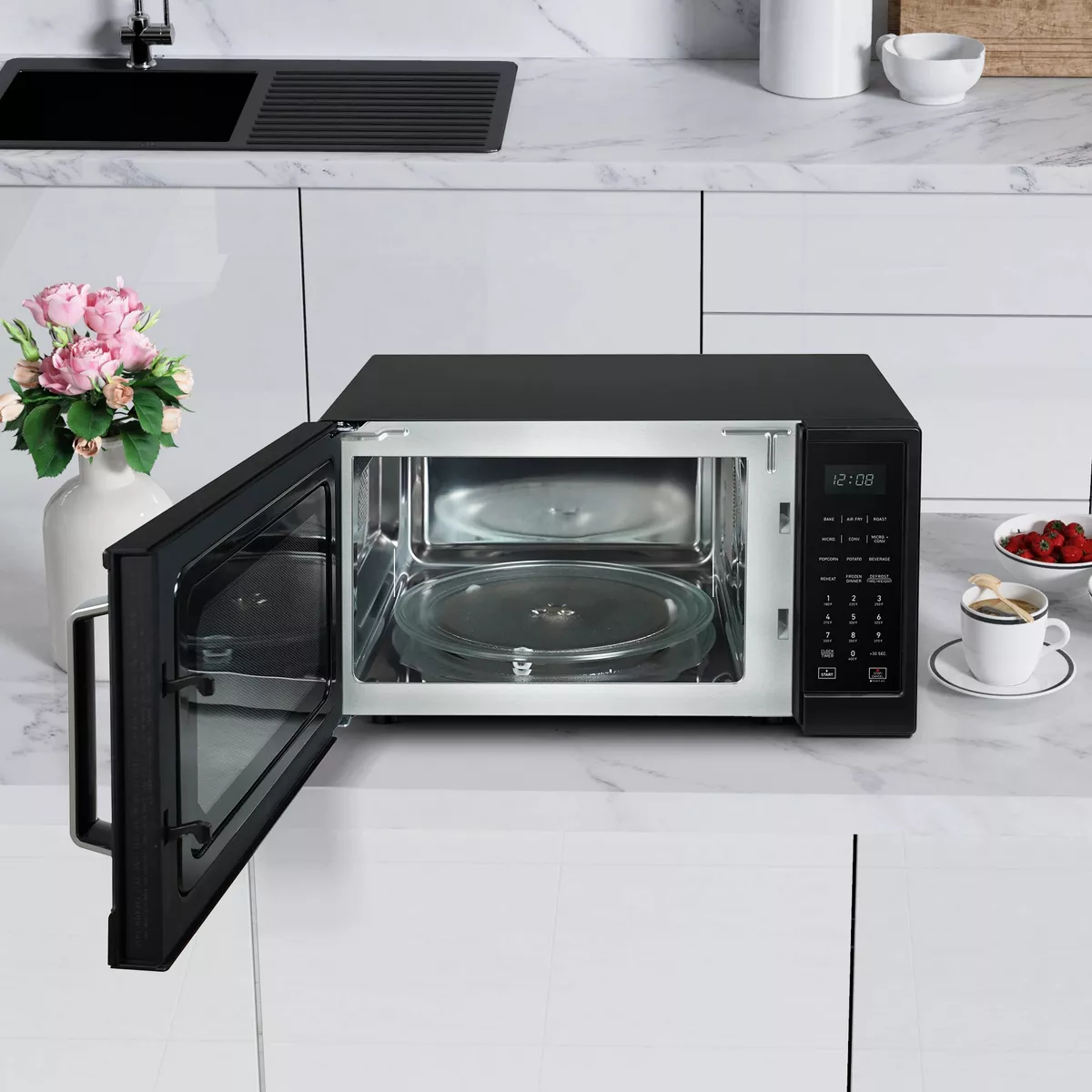 Calphalon 1.3 cu ft 1000W Air Fry Microwave Oven - Matte Black