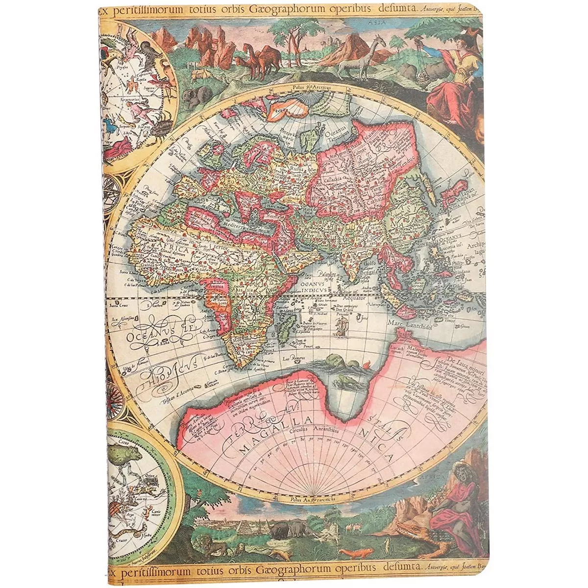 The Gifted Stationary 6-Pack A5 Antique Map Travel Pocket Softcover Journal Lined Notebook, 8.25